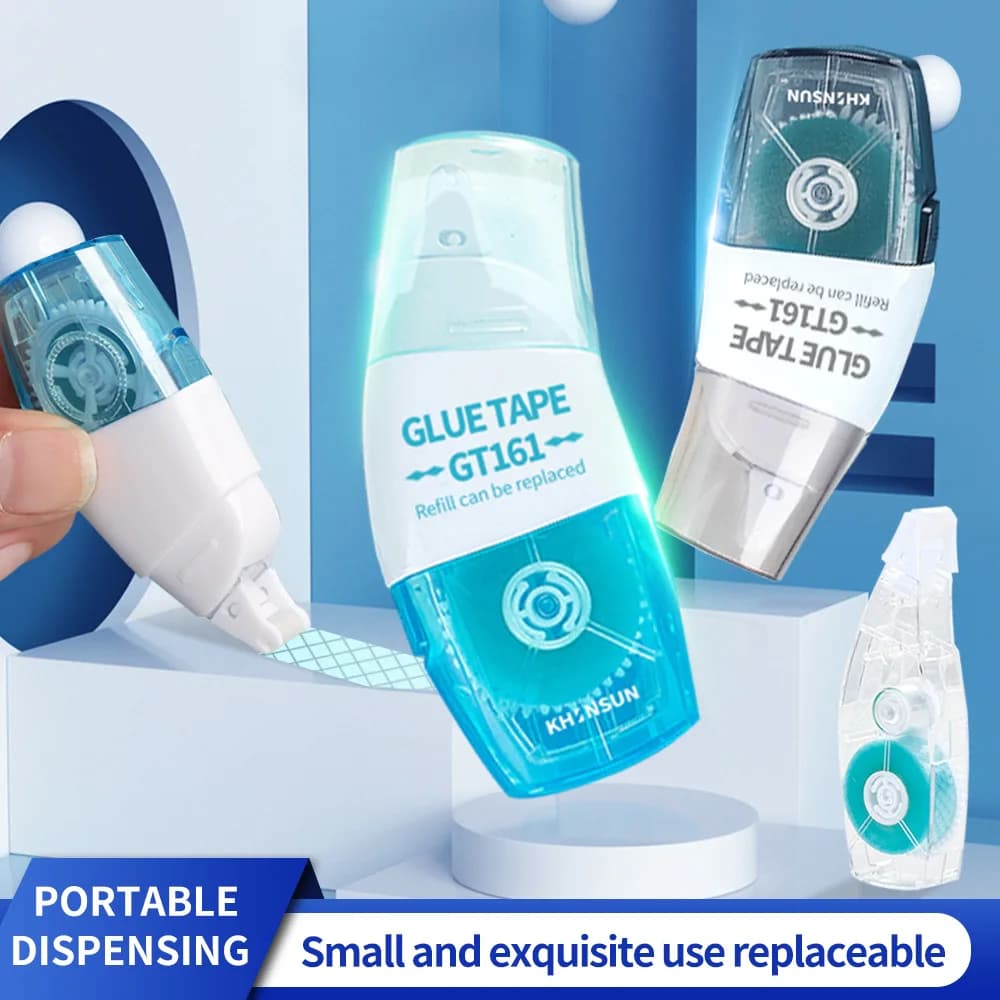 Double Sided Adhesive Tape Roller Glue Tape 6mm*8m with Refill Glue for DIY Journal Scrapbook Artistic Paper Folding Stationery