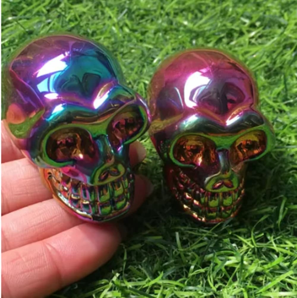 2 "Natural titanium crystal carved skull angel aura energy quartz reiki primary ore chakra specimen collection therapy