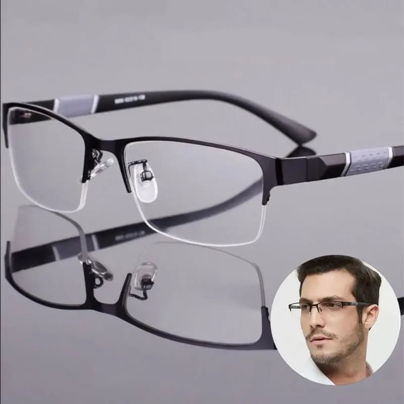 Glasses Men Anti-Blue Light Business Reading Glasses Vintage Half Frame Eye Protection Ultra Light Office Eyeglasses