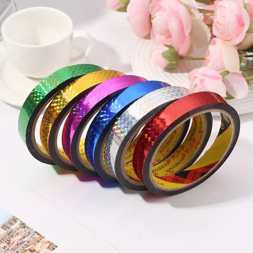 Colorful Kids Scrapbooking Tools Adhesive Sticker Shiny Wrapping Tape Decorative Sticky Stickers Laser Tape