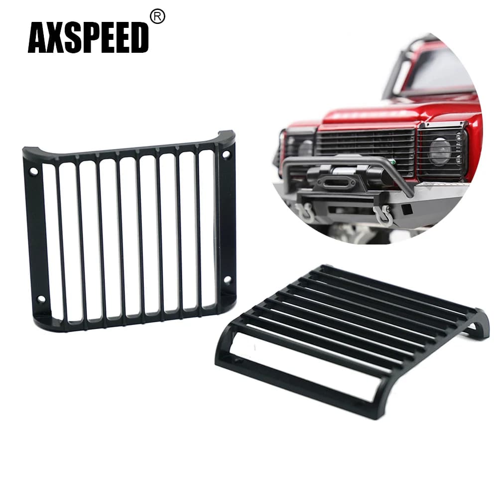 AXSPEED Metal Front Light Lamp Guard Grille Headlight Cover Protective Lampshade for TRX-4 Defender 1/10 RC Crawler Car