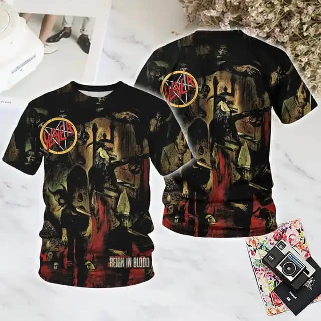2025 New Rock Slayer 3D Print T-shirts Men Women Hip Hop Trend Cool Short Sleeve T-Shirt O-Neck Tee Oversized Streetwear Y2k Top