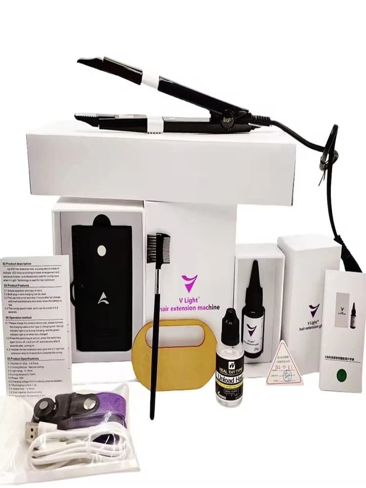 V light Hair Extension Machine Set Kit With V light glue Original V Light Technology Tool Hair Extension Machine For Tape glue