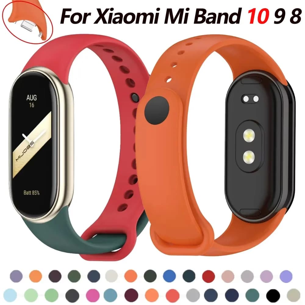 Silicone Strap for Xiaomi Mi Band 10/9/8 NFC Smart Watch Bracelet Wristband for Mi Band 8 Mi 9 10 Sports Adjustable Wrist Strap