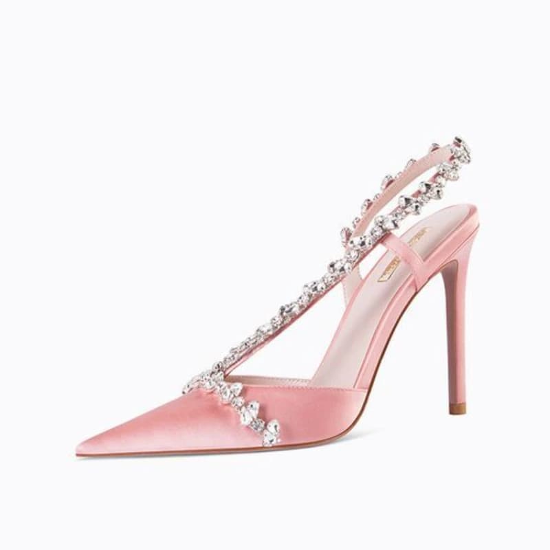 2023 Summer New Fashion Sandals Rhinestone Silk Cloth Stiletto Women's Shoes Temperament Dress Pointed Toe Super High Heels