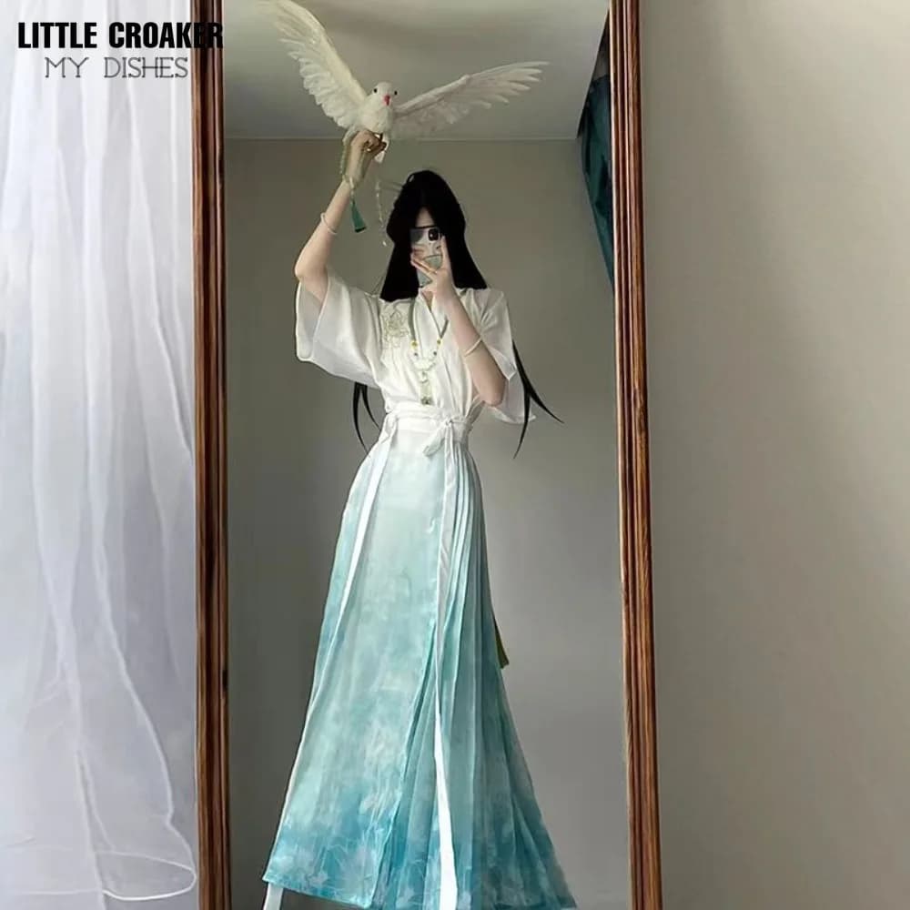 Retro Hanfu Horse-face Skirt Set Modern Elegant Chinese Ladies Hanfu Top Skirt Suit Fashion Chinese Style Women Clothing