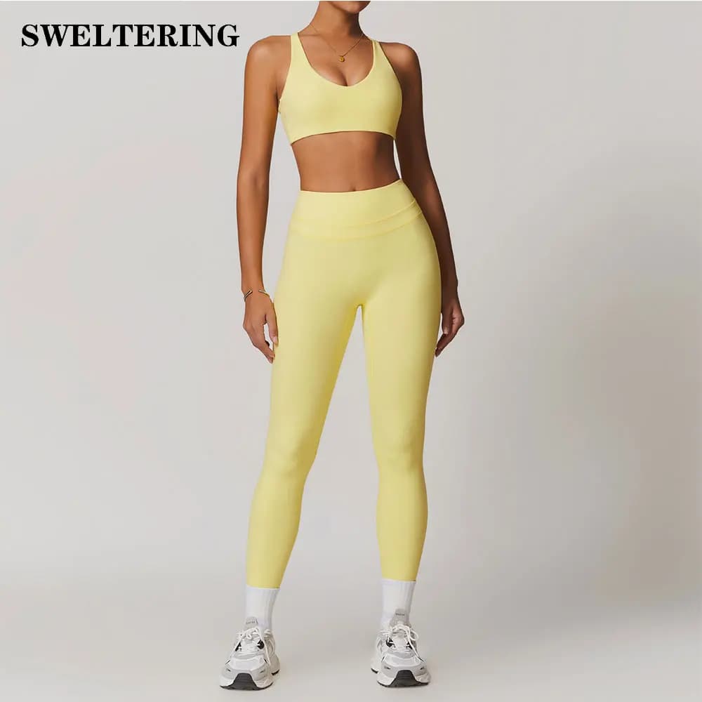 SWELTERING 2 Pieces Sportswear Women Yoga Set Gym Clothes Sportswear Yoga Suits Fitness Set Tracksuits Sports Bra Gym Leggings