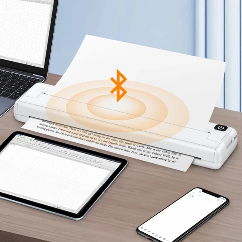 New A4 Wireless Thermal Printer Inkless Pocket Photo Document Printer 1000mah Printing Paper Bluetooth-compatible Easy To Use