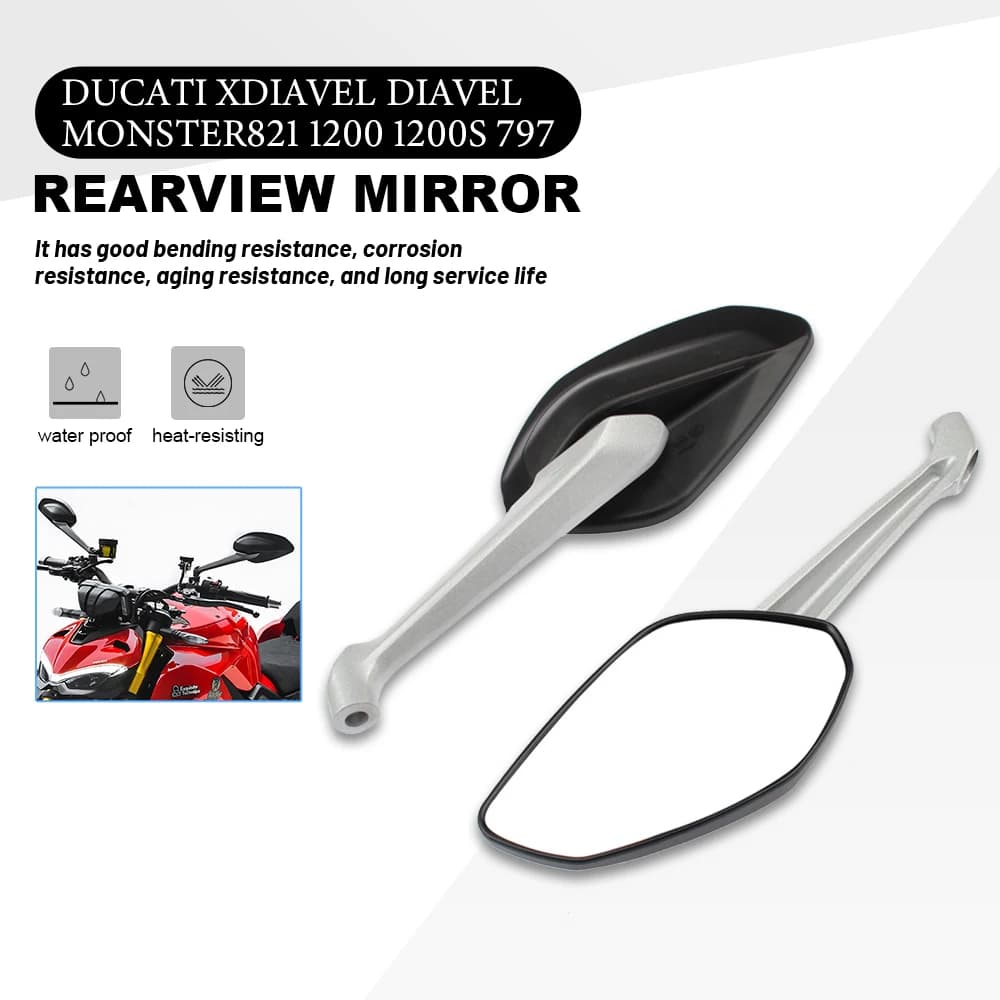 Rear View Mirror Motorcycle Left Right Mirrors LED Turn Signals For DUCATI XDiavel Diavel Monster821 1200 1200S 797