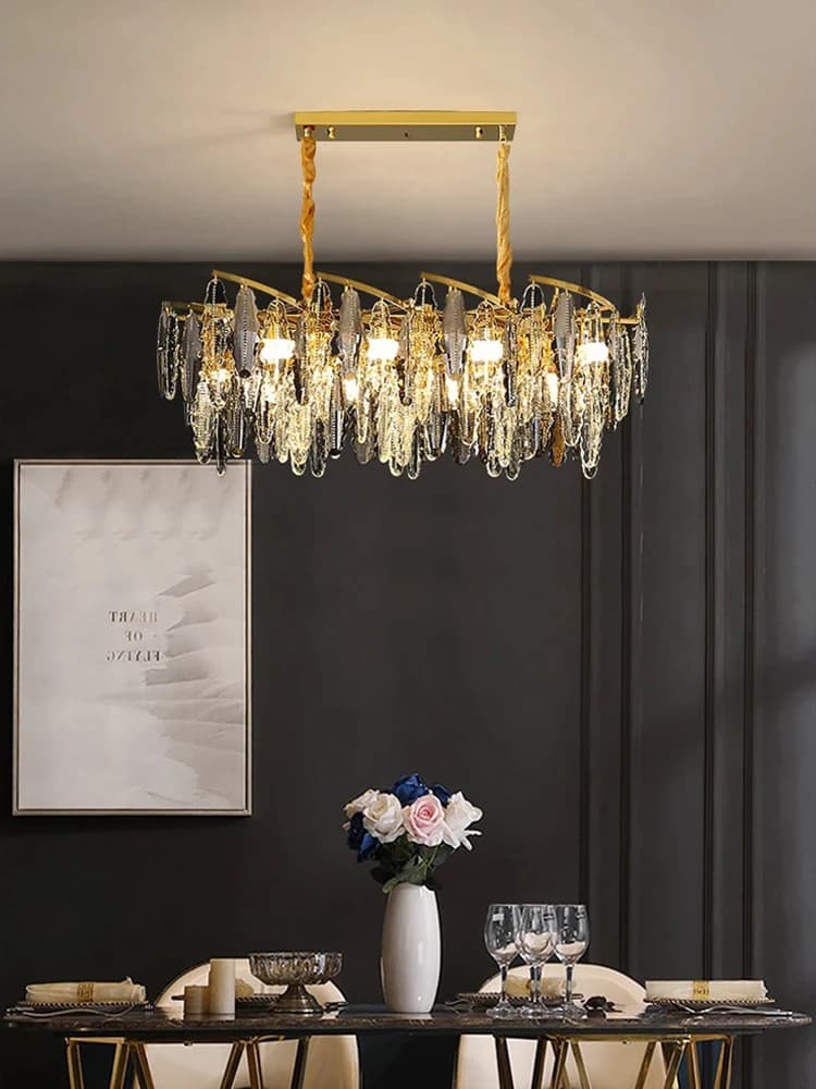 Dimmable LED Golden Silver Crystal Designer Lustre Hanging Lamps Pendant Light Suspension Luminaire Lampen For Dinning Room