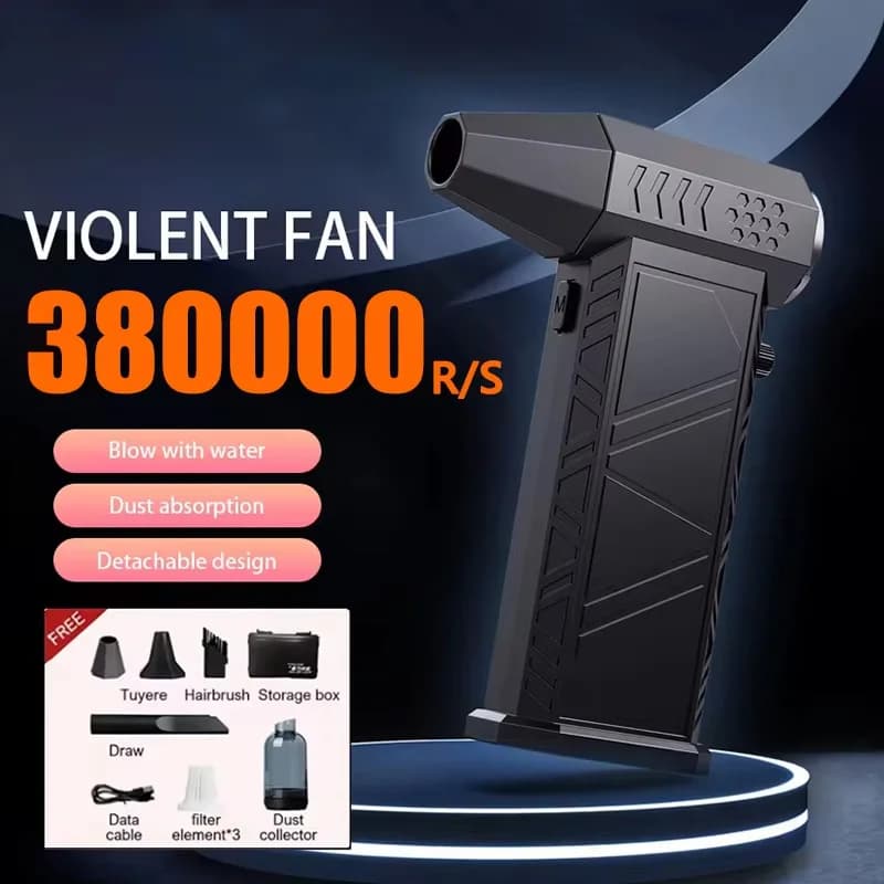 Violent Fan 380000RPM Powerful Air Blower Vacuum Dust Cleaner Type-C Charge Strong Winds 58m/s Brushless Turbo Jet Blower