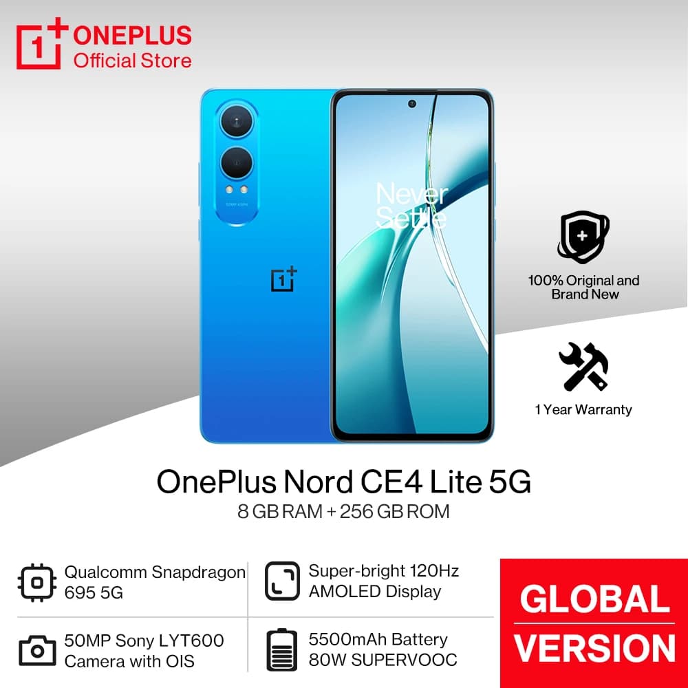 2024 New OnePlus Nord CE 4 Lite 5G Global Version 5500mAh Battery 80W SUPERVOOC 50MP SONY OIS Camera 120Hz AMOLED Display