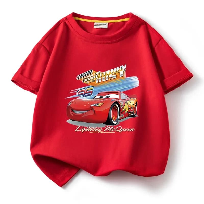 Disney Lightning McQueen Cartoon Creative Cartoon Children's Short Sleeve T-Shirt Creative Boy Cotton Half Sleeve Gift Wholesale