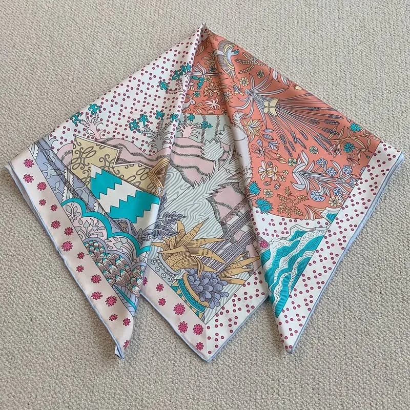 Large Square 100% Silk Scarf Wraps 35"x35" Womens Fashion Elegant Silk Scarves Shawl Cape Charming Clothing Accessories