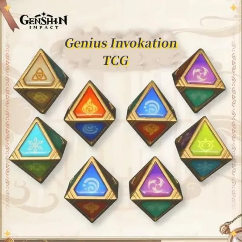 Funny’s Board Game Entity Prop Cosplay Genshin Impact Eye of God Genius Invokation TCG Eight Sided Element Dice Festival Gift