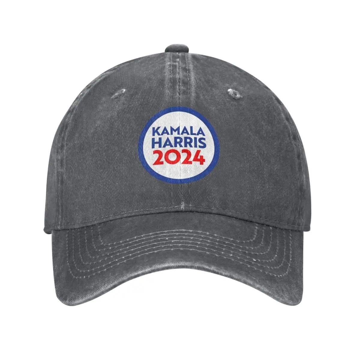 Kamala Harris 2024 Button President Election Washed Baseball Cap Casual Trucker Hat Summer Unisex Teens Outdoor Baseball Caps