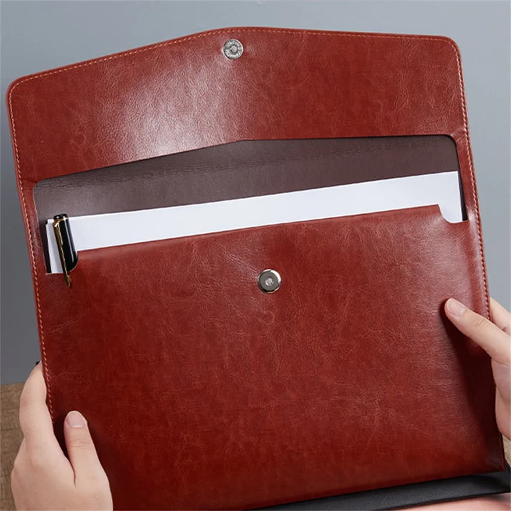 Leather File Folder Card Holder Passport Holder Data File Organiser School File Package Contract File Bag Document Organiser