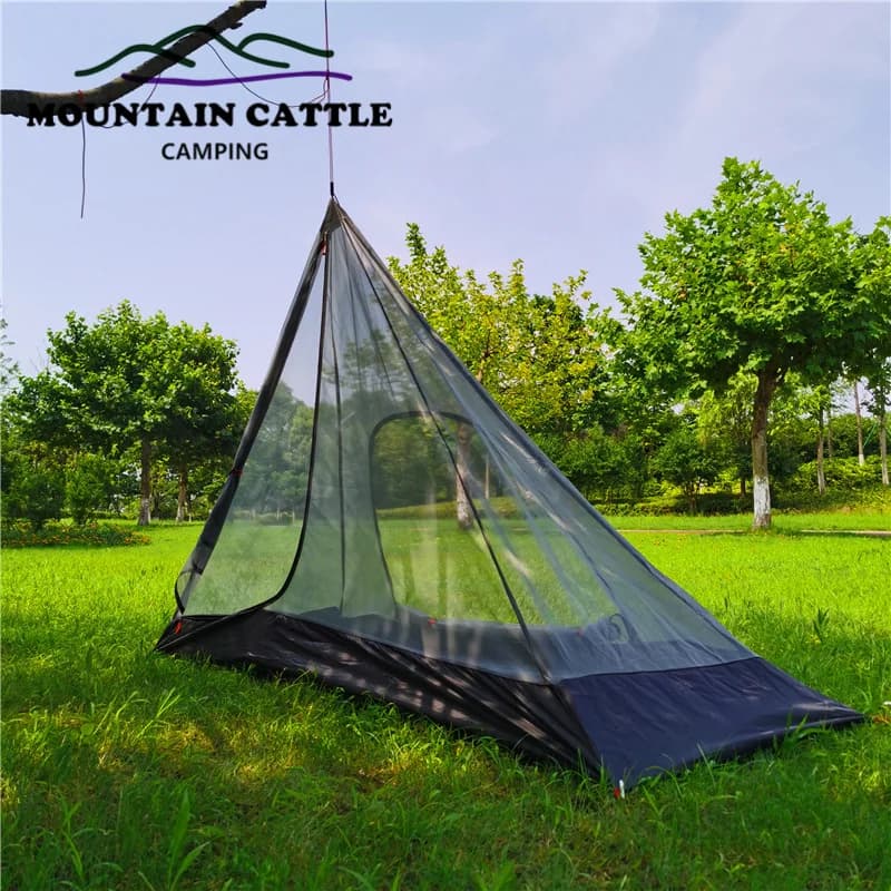 Ultralight Inside Pyramid Tent Rodless Camping Teepee Inside Tent Outdoor Portable Backpacking Summer Mesh Tent 220*85*140cm