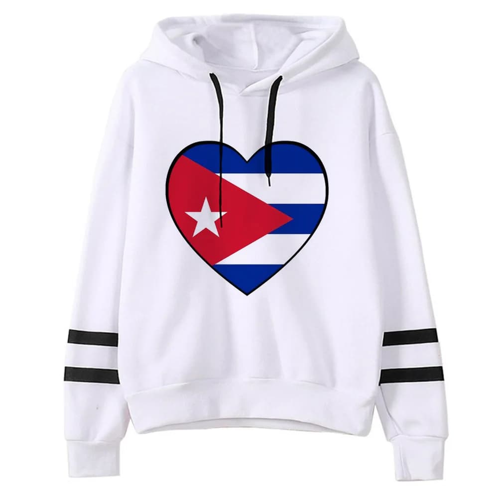 Cuba hoodie youthful patterned funny Y2K female pullover hoddie designer graphic harajuku