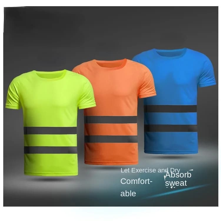 Summer Fluorescent Yellow High Visibility Shirts Reflective Safety T-Shirt Long Sleeve Shirt Quick Dry Construction Work Wear