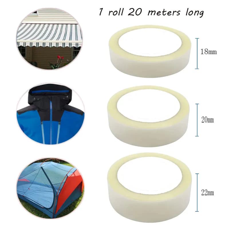 1 roll of 20meter Waterproof Seam Sealing Tape Iron On Hot Melt PU Coated Fabrics Outdoor Tools for Clothing Tent 18mm/20mm/22mm