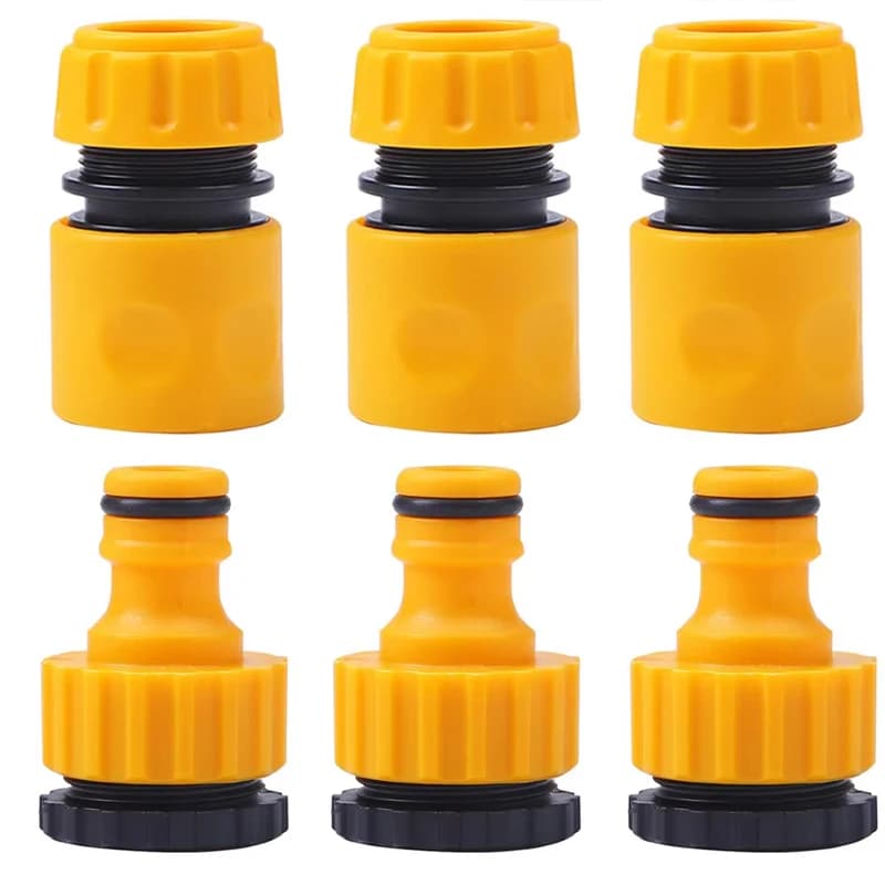 6 Pcs ABS Garden Quick Hose Connector 1/2” End Double Male Hose Coupling Joint Adapter Extender Set For Hose Pipe Tube