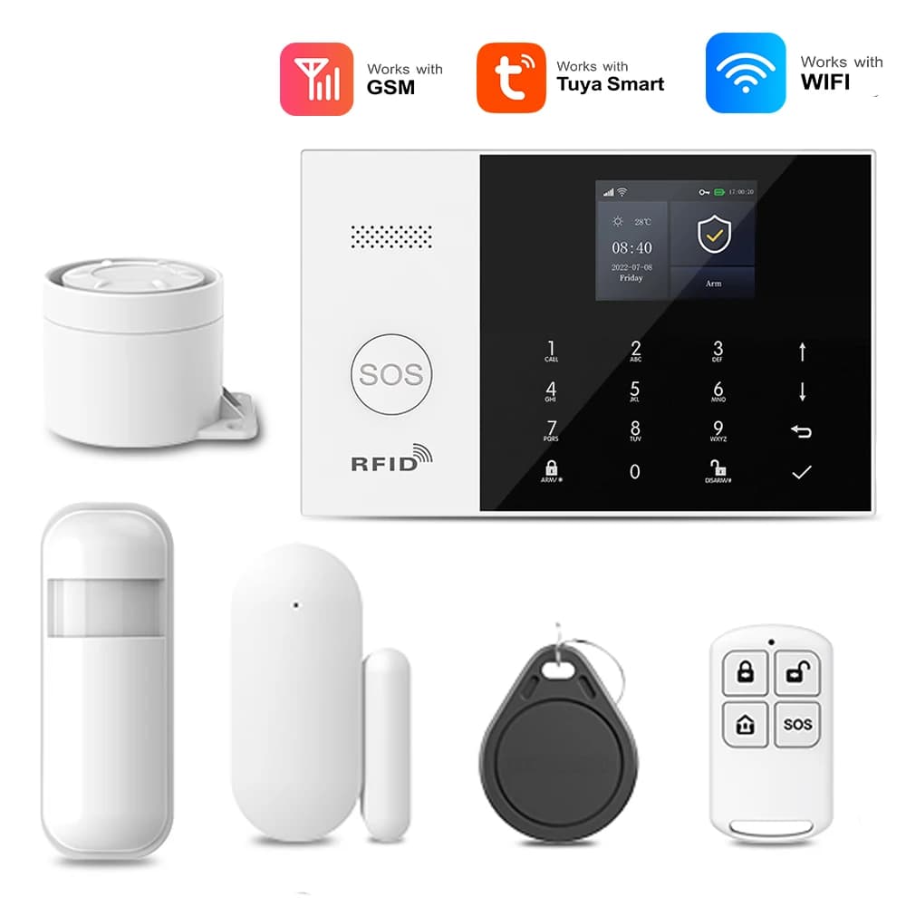 WIFI Tuya Smart Home 433MHZ GSM Alarm System Anti-theft Alarm System with Motion Detector Wireless Siren Smart Life APP Aleax
