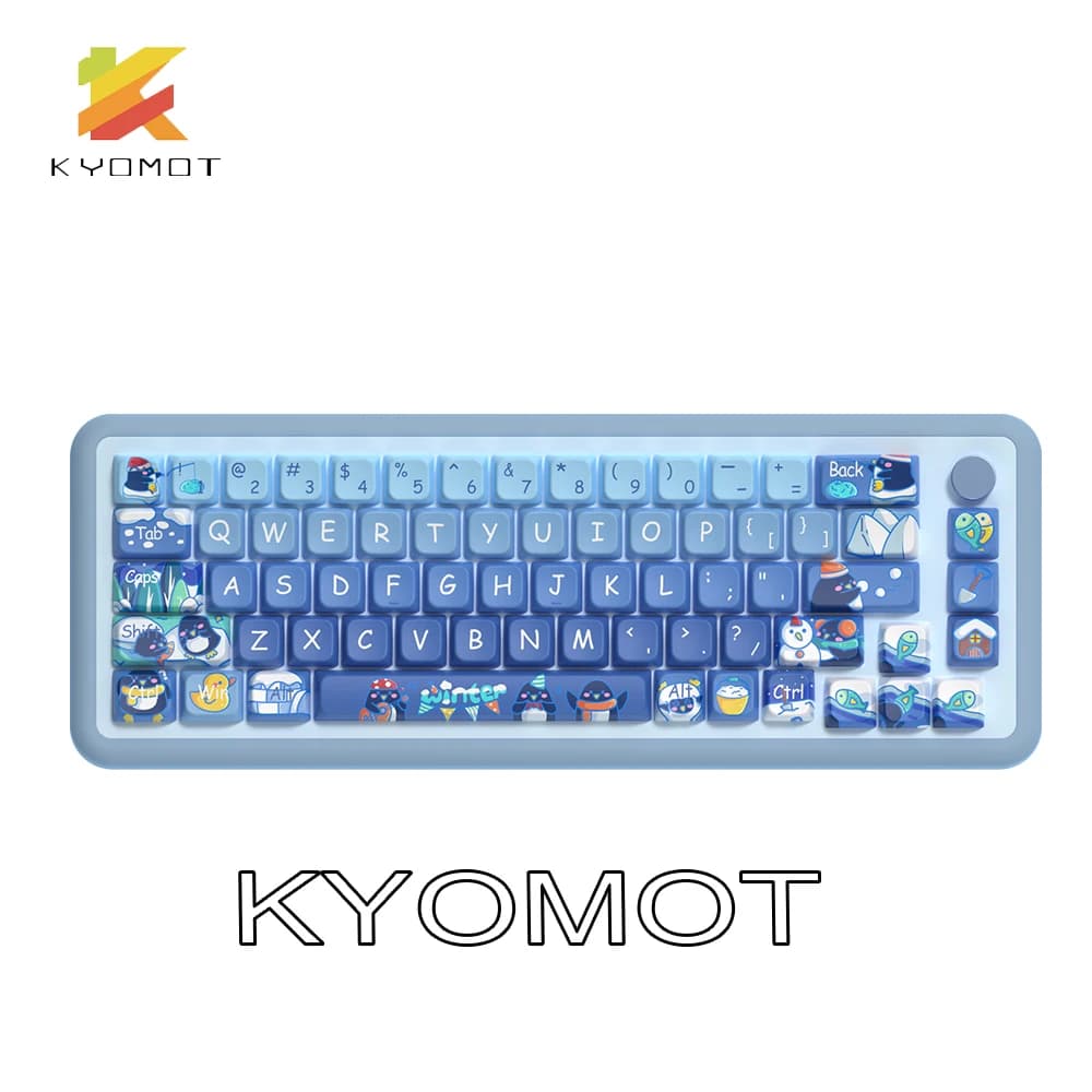 KYOMOT 158 Keys Cute Penguin Winter Theme Keycaps PBT MDA Profile Dye Sub Anime Keycap For MX Switch DIY F75 Mechanical Keyboard