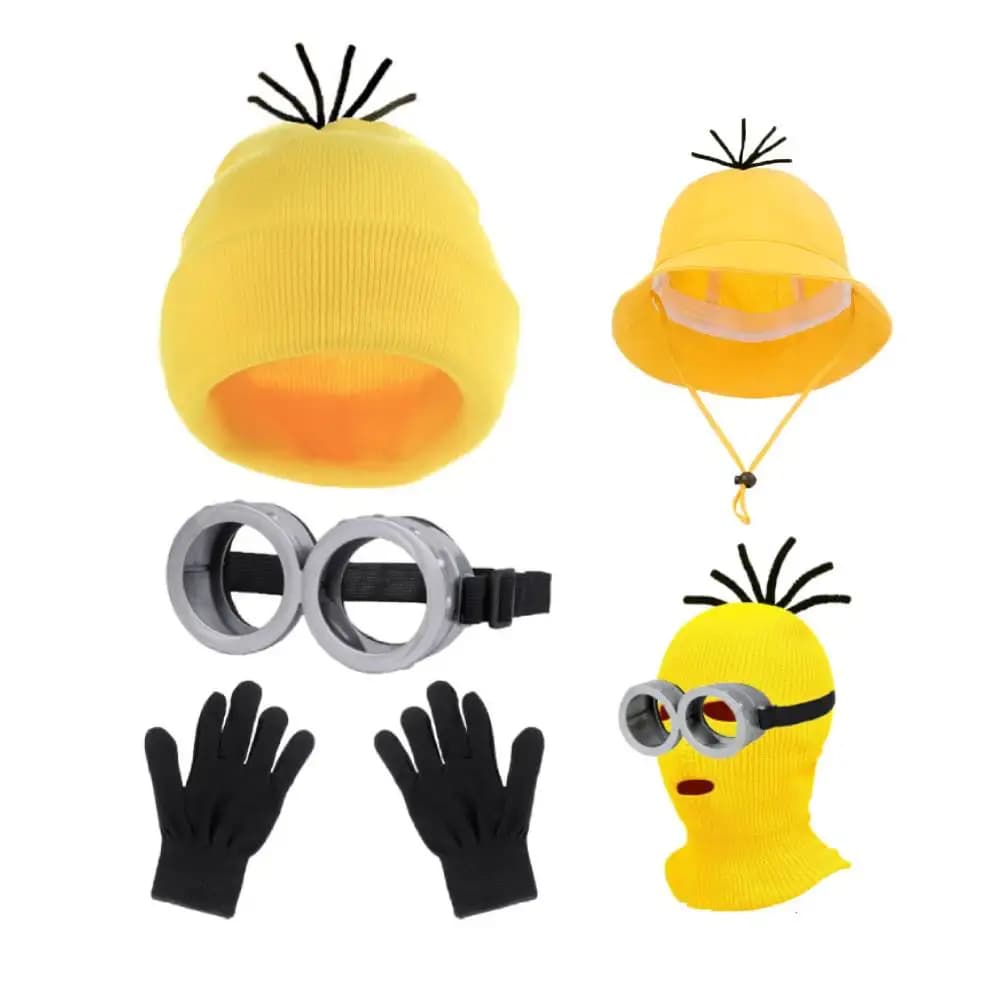 Halloween Cosplay Costumes Small Yellow Hat Knitted Hat Gloves Cos Suit Props Party Show Parent-child Gift Novelty Glasses