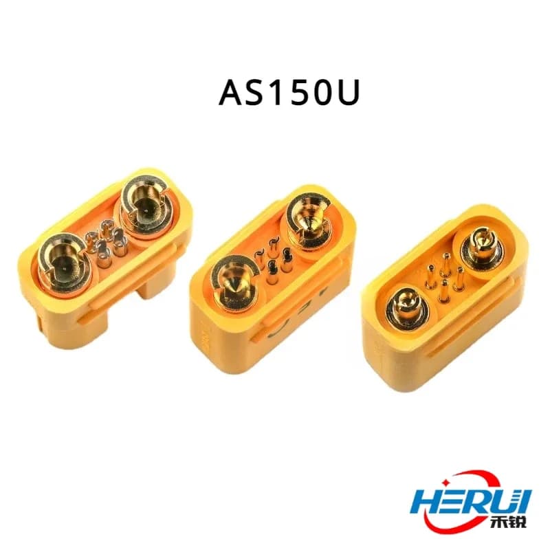 The AS150U plug connector is a male/female high-current waterproof signal integrated hybrid terminal