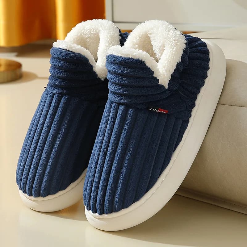 KIDMI Winter Mens Slippers Warm Women Slippers Outdoot Nonslip Men Cotton Boots Fluffy Fuzzy Men Shoes Casual Furry House Shoes