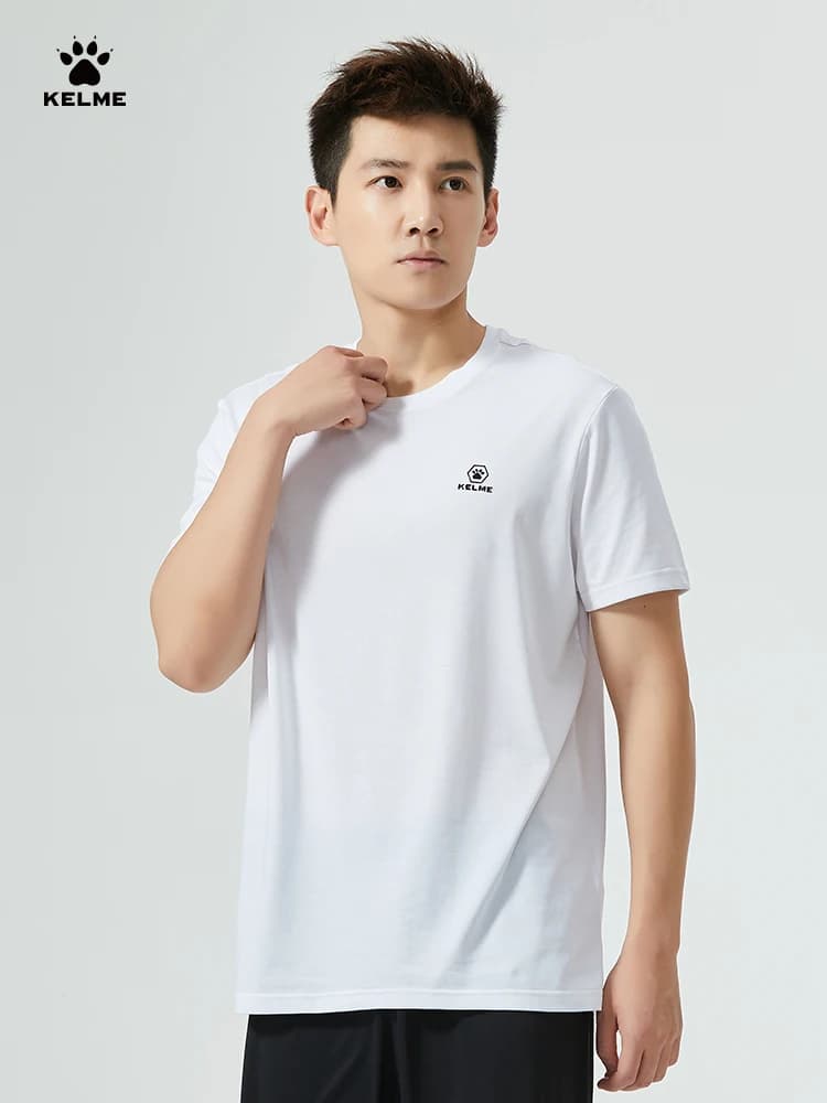 KELME T-shirt men's summer new round neck cotton breathable short-sleeved thin section of sports and leisure unicolored tops