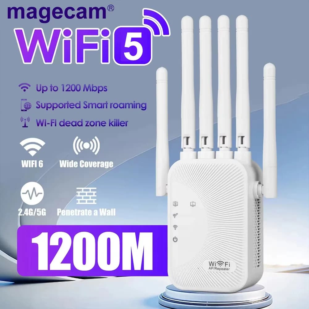 magecam 1200Mbps Wifi Amplifier Dual band 2.4G 5G Repeater Network Expander Range Extender WiFi Signal Booster Wireless Router