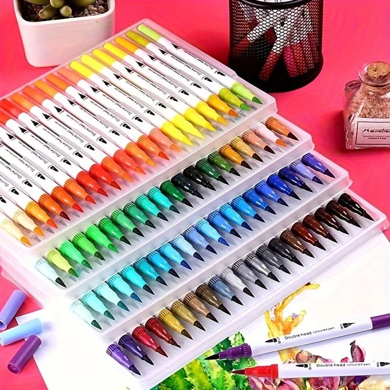12-120 Colors Dual Art Marker Sketching Manga Markers Drawing Set Double head Watercolor Paint Brush Pen Supplies Stationery