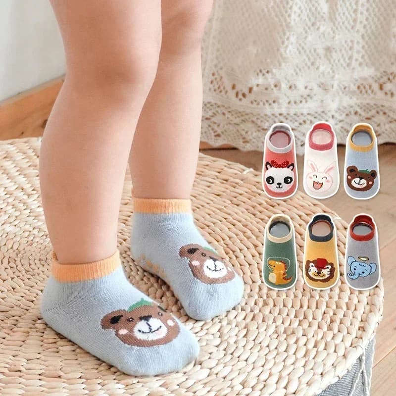 New Baby Cotton Socks Cute Cartoon Animal Pattern Comfy Breathable Baby Non-slip Kids Floor Socks