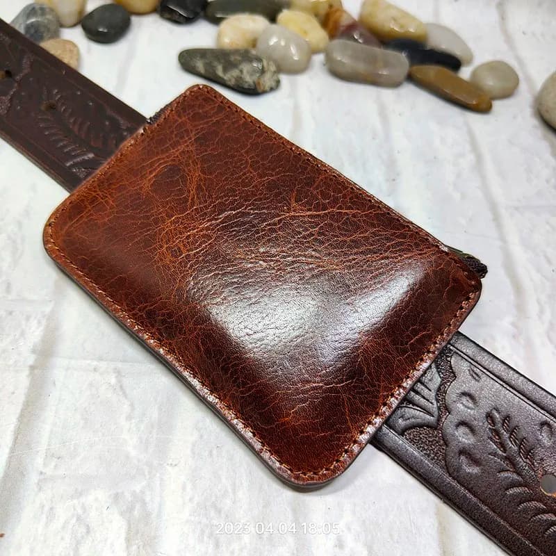 Mini Zipper Waist Bag Leather Belt Pack Small ID Card Holder Driver's license holster Passport Wallet Mobile Phone Sheath LHD