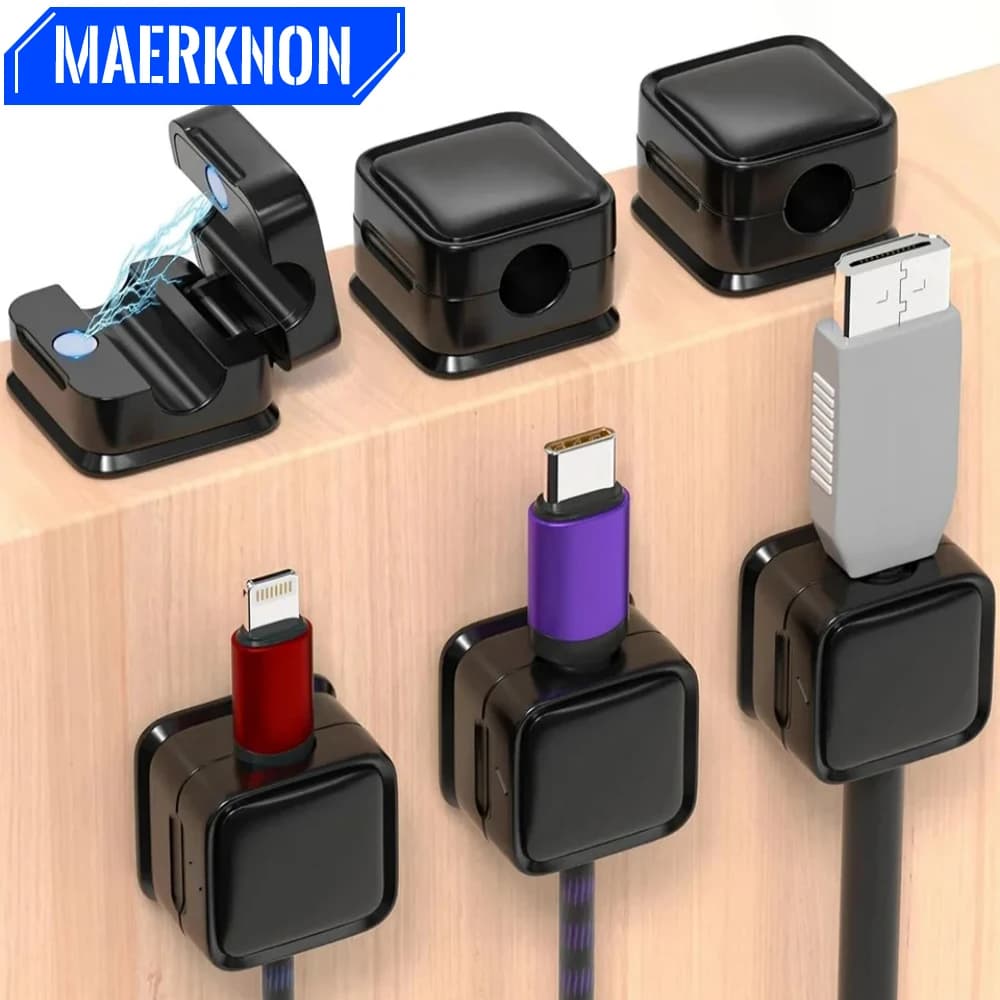 3/6PCS Portable Magnetic Cable Clips Desk Tidy Management Clips Cable Protector For Mouse Earphone Wire Organizer Cable Holder