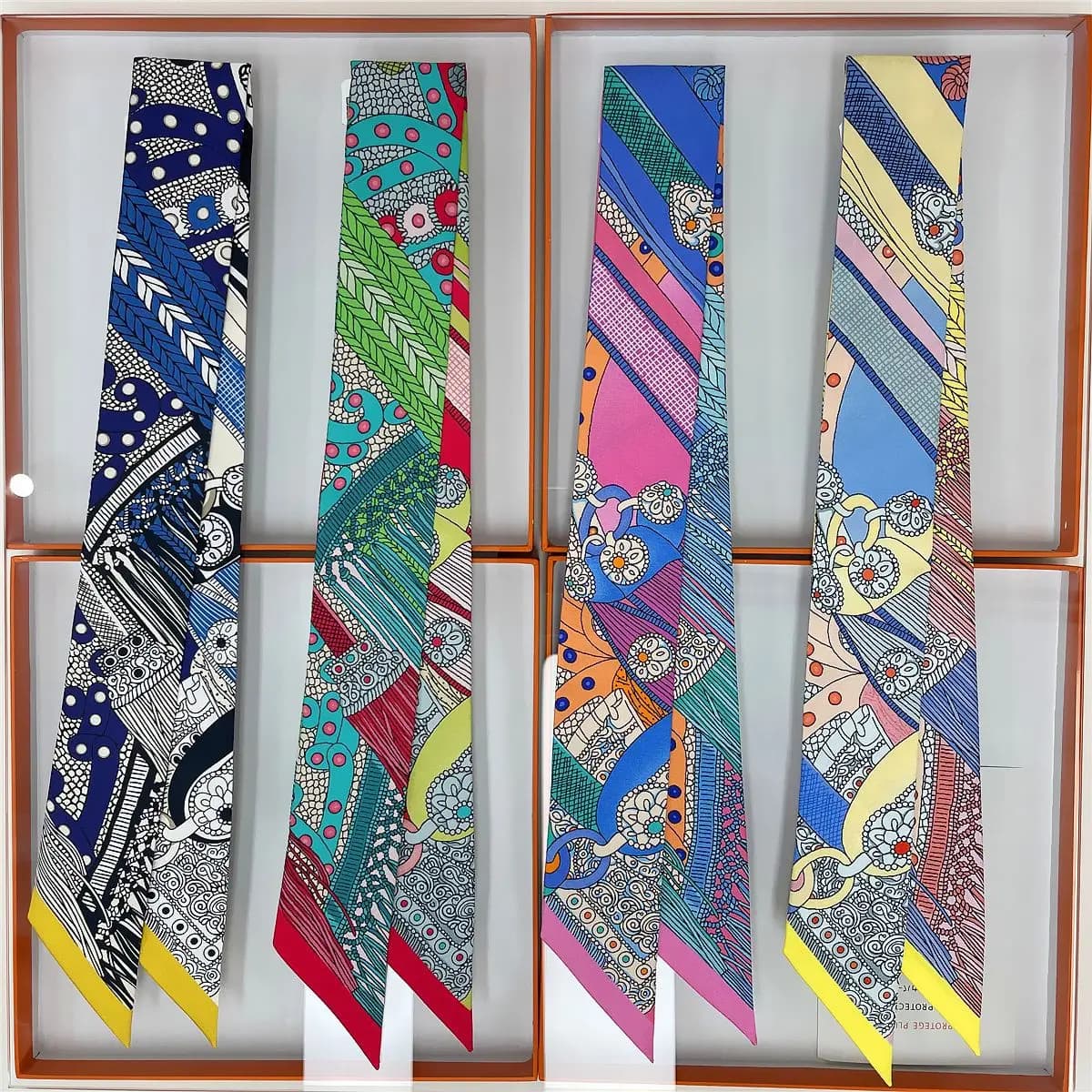 Korean Versatile Chain Tassel High Quality Mulberry Silk Twill Silk Ribbon Wrapping and Binding Bag Handle Ribbon Small Scarf