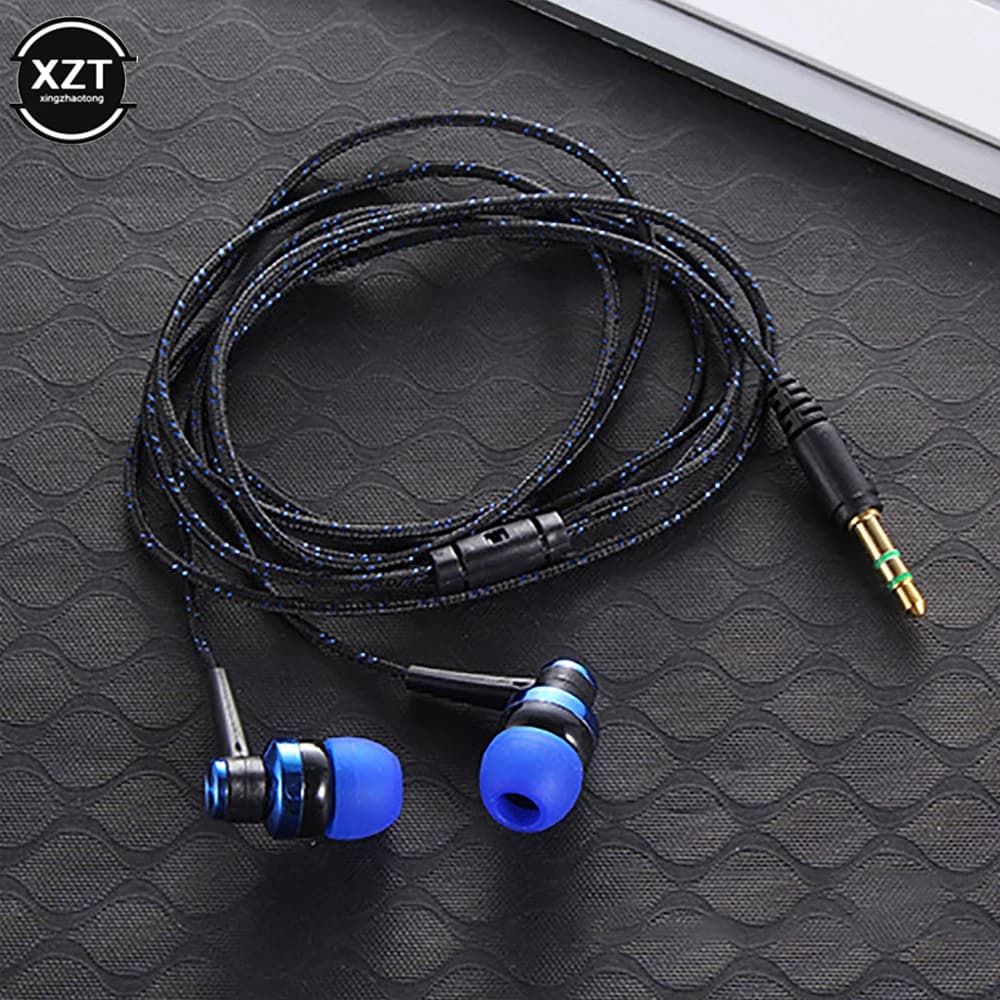 New 1pc Wired Earphone Stereo In-Ear 3.5mm Nylon Weave Cable Earphone Headset For Laptop Smartphone Gifts Headphones