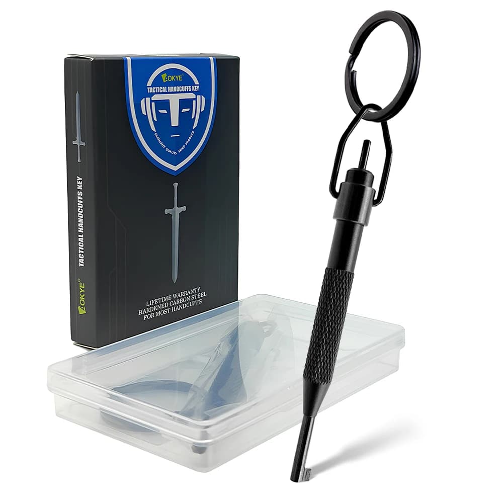 BK-02B Universal Handcuff Spinner, Constructed from High Carbon Steel and Aluminum Alloy, Includes Key Ring