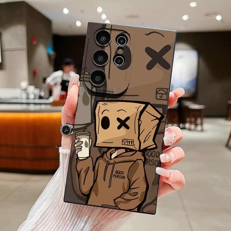 Paper Man Pattern Phone Case For Samsung Galaxy S25 S24 S23 Ultra S22 Plus S21 FE A52S A13 A33 A53 A14 A34 A54 A14 A35 A55 Cover