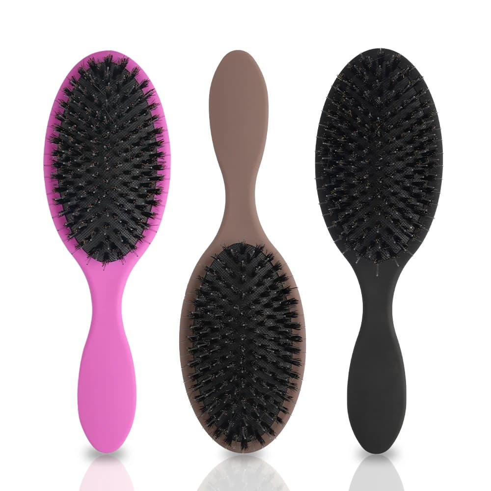 Matte Finish Boar Bristle Hair Brush Nylon Teeth Hair Extension Brush for Women Cushion Brush Hair Styling Smoothing Detangling
