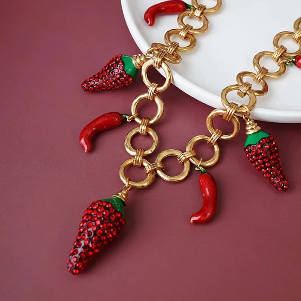 Bohemian Fashion Red Hot Chili Necklaces Women Choker Unique Design Birthday Gift Party   Y2k Accessories Free Shipping