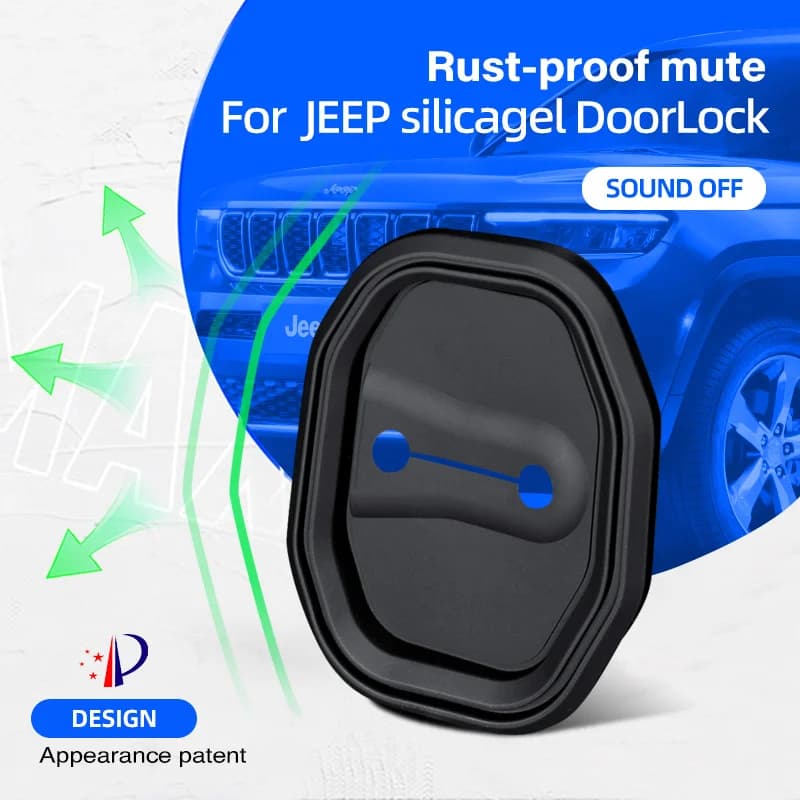 4 Pieces Soundproof, Shock-absorbing Silicone Car Door Lock Buckle Sleeve Cover for Jeep CHEROKEE, RENEGADE, Commander 2016-2021