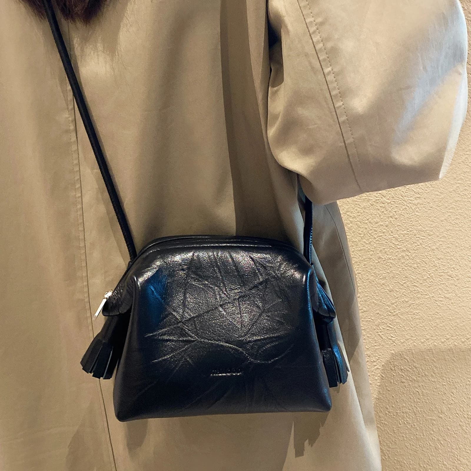 ITAMOOD Shoulder Bag for Women 2024 Summer New Lightweight Cloud Mouth Gold Genuine Leather Crossbody Mini Small Bag Fashion