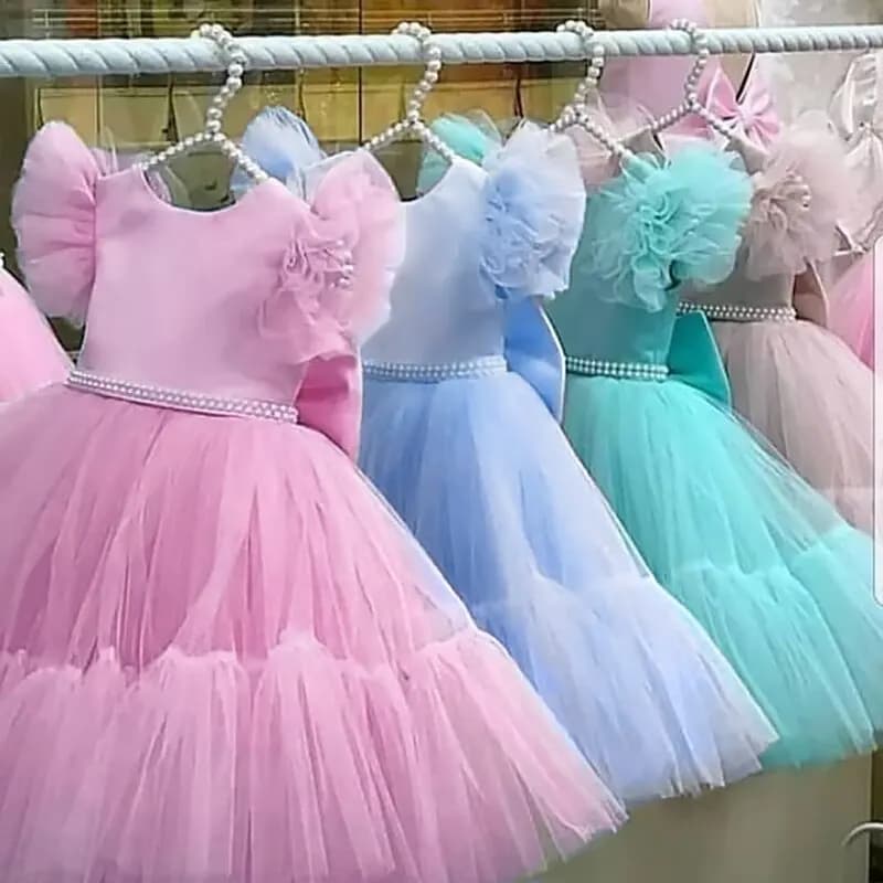 Summer Lace Princess Bridesmaid Dress for Girl Kids Clothes Wedding Tutu Party Dresses Ball Gown Formal Pageant Birthday Dresses