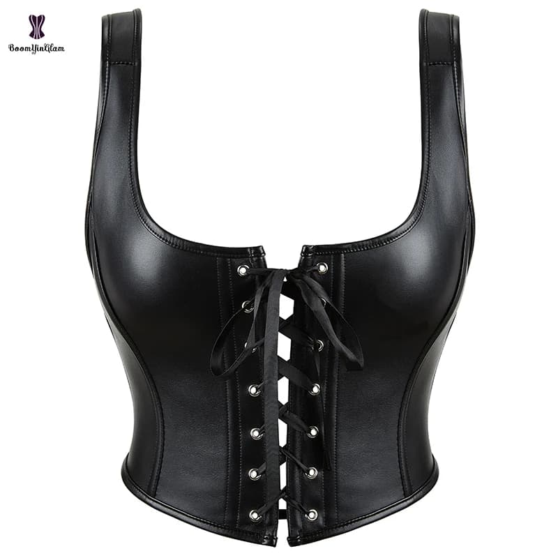 Panty Thong Shapewear Synthetic Leather Bandage Bustier Plus Size Corset Woman Vest Corset Cropped Top With Strap