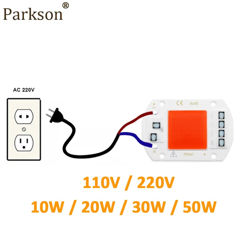 LED Grow Lights Full Spectrum COB Chip 10W 20W 30W 50W 110V 220V No Need Driver Phyto Plant Light Greenhouse Seedling Grow Lamp