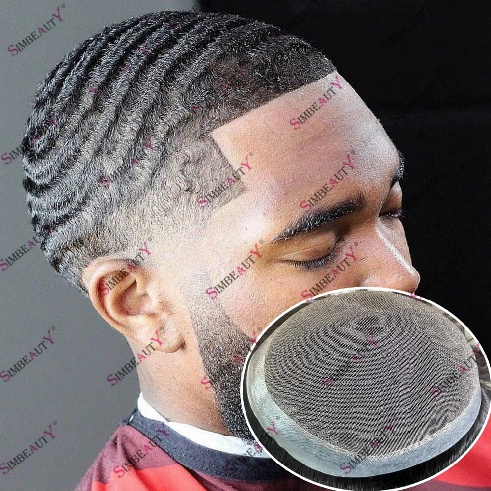 Afro Men 100% Human Hair 10mm Deep Curl 180 Waves Lace&PU Durable Toupee Ventilated Hair Replacement Prosthesis Cheap Australian