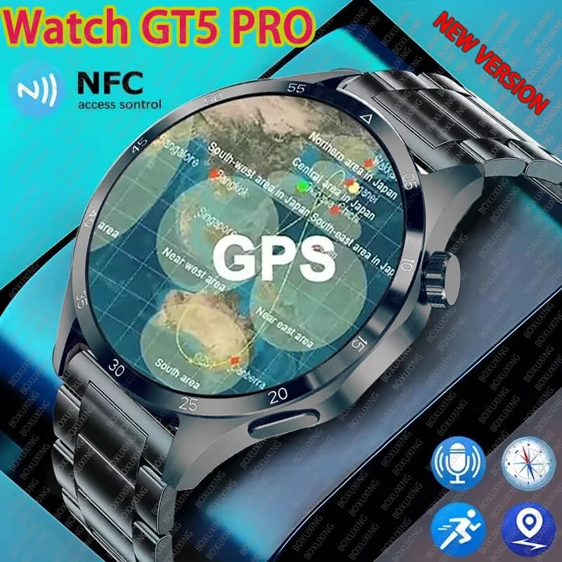 GPS NFC Smartwatch Men 360*360 AMOLED HD Screen Bluetooth Call Waterproof Men Smart Watch Man 2025 New For Huawei Watch GT5 PRO